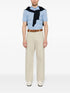 chevron-detail fine ribbed polo shirt